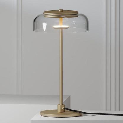 Solara Modern LED Brass Table Lamp Glass Shade for Bedroom Living Room