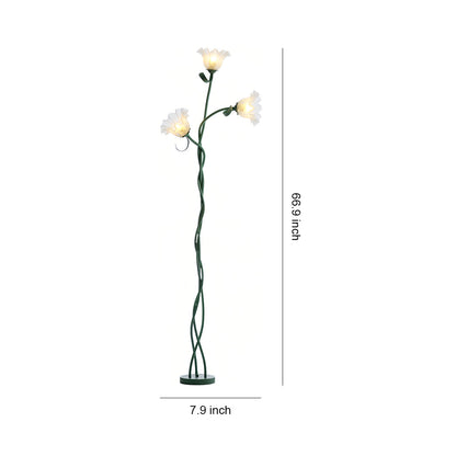 Floral Floor Lamp Three Head Glass LED French Country Elegant Home Lighting