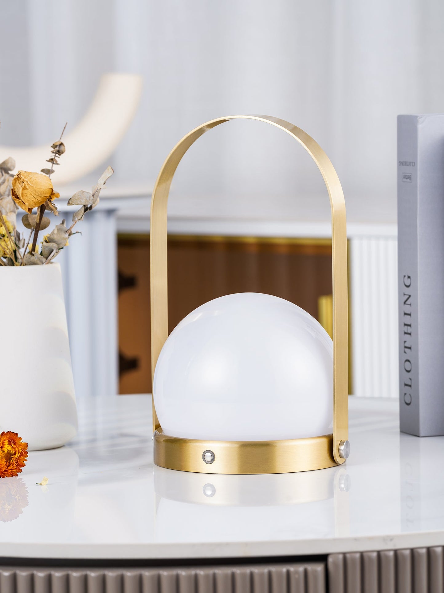 Carrie Cordless Table Lamp Gold Black White LED Indoor Lighting