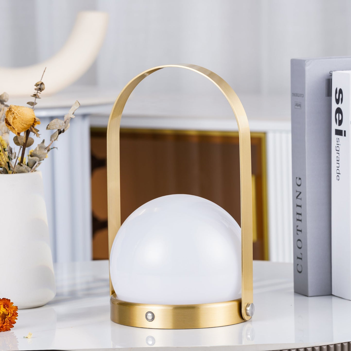 Carrie Cordless Table Lamp Gold Black White LED Indoor Lighting