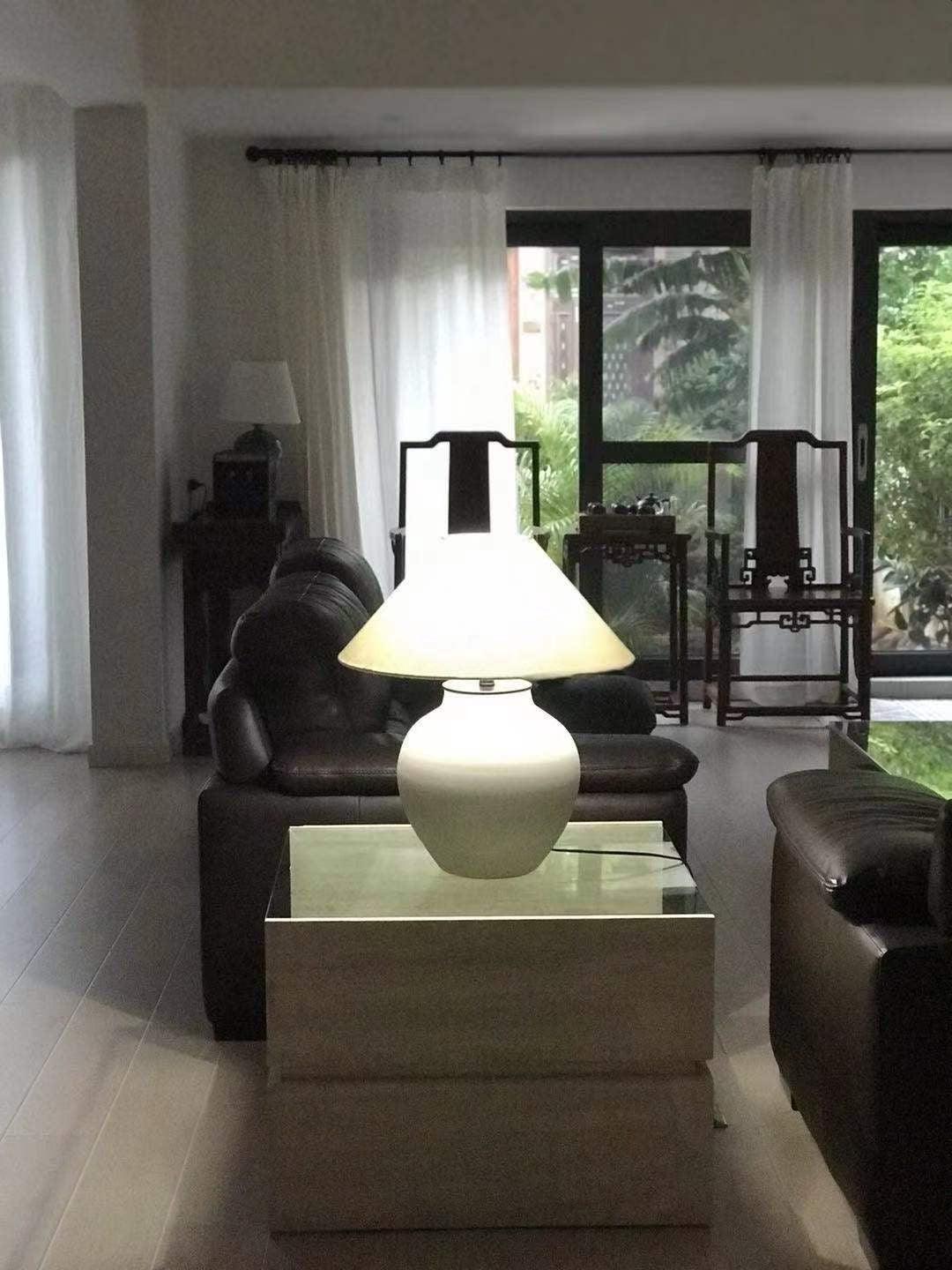 Decker Table Light with Ceramic Vase Base & Soft Pongee Shade for Elegant Home Décor Lamp