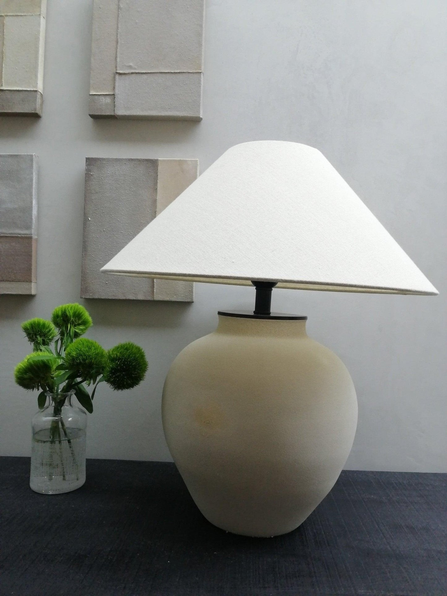 Decker Table Light with Ceramic Vase Base & Soft Pongee Shade for Elegant Home Décor Lamp