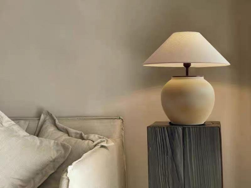 Decker Table Light with Ceramic Vase Base & Soft Pongee Shade for Elegant Home Décor Lamp