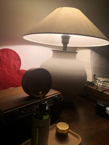Decker Table Light with Ceramic Vase Base & Soft Pongee Shade for Elegant Home Décor Lamp