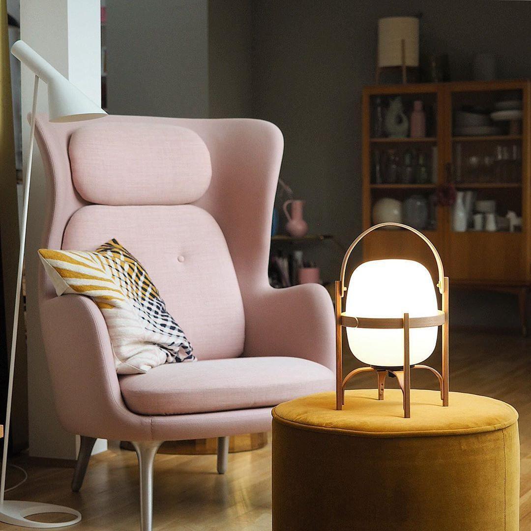 Modern Portable Lantern Glass Table Lamp White Shade LED Light