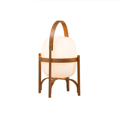 Modern Portable Lantern Glass Table Lamp White Shade LED Light