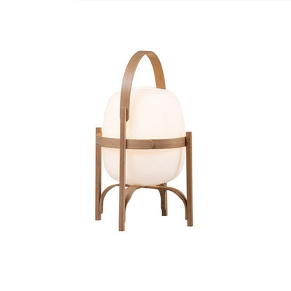 Modern Portable Lantern Glass Table Lamp White Shade LED Light