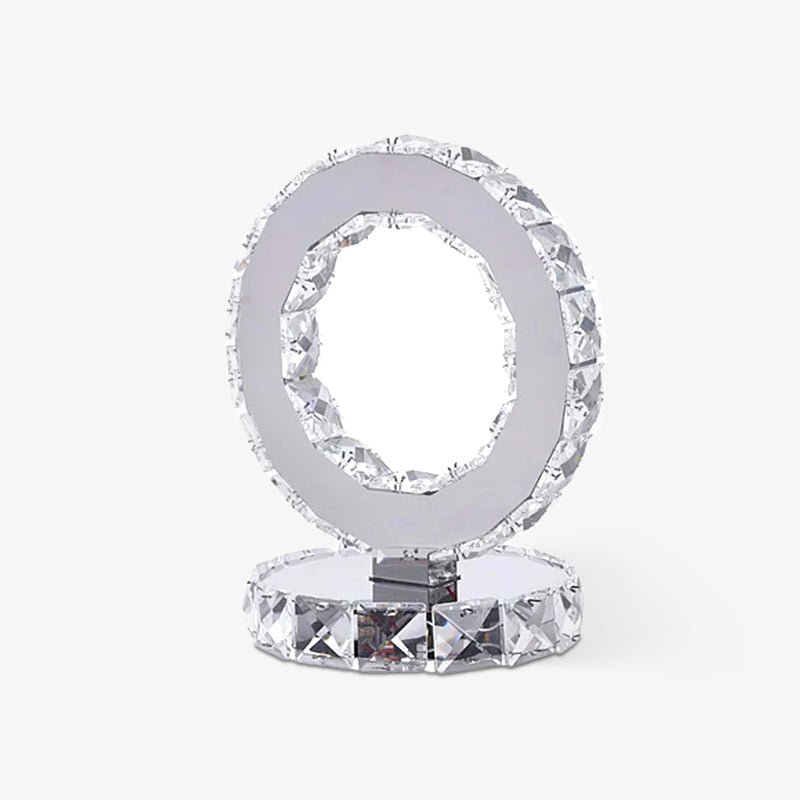 Modern Crystal Rings Table Lamp LED Chrome Indoor Desk Lighting