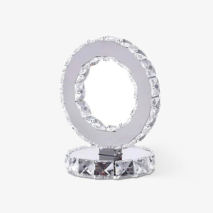 Modern Crystal Rings Table Lamp LED Chrome Indoor Desk Lighting