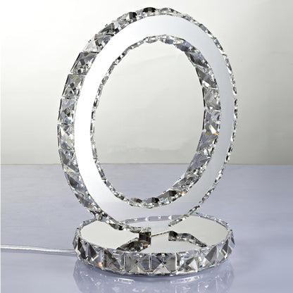 Modern Crystal Rings Table Lamp LED Chrome Indoor Desk Lighting