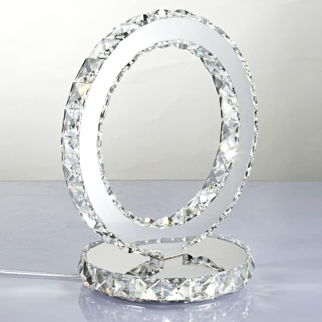 Modern Crystal Rings Table Lamp LED Chrome Indoor Desk Lighting