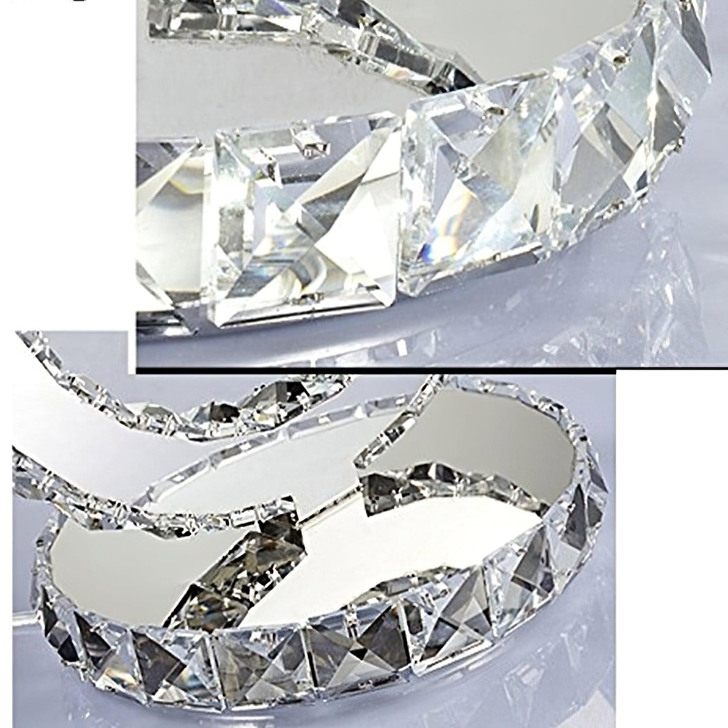 Modern Crystal Rings Table Lamp LED Chrome Indoor Desk Lighting