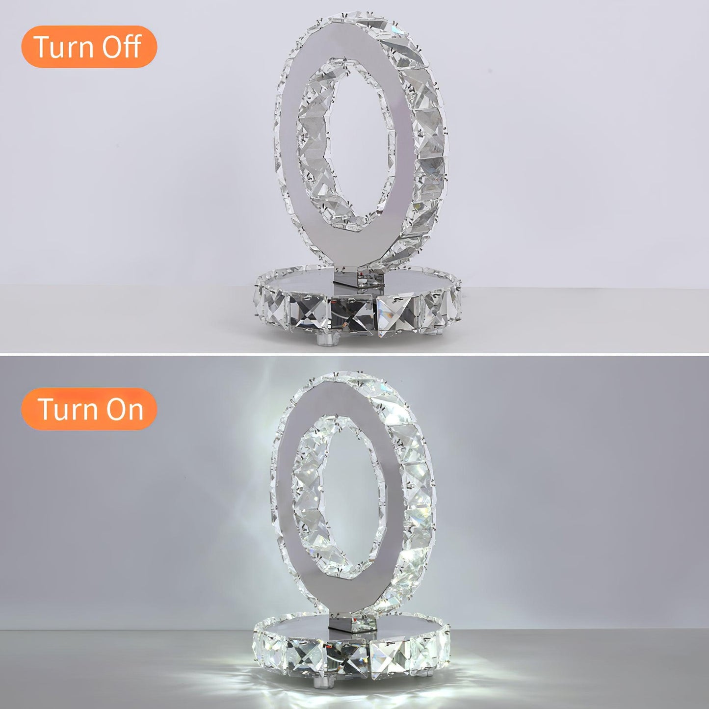 Modern Crystal Rings Table Lamp LED Chrome Indoor Desk Lighting