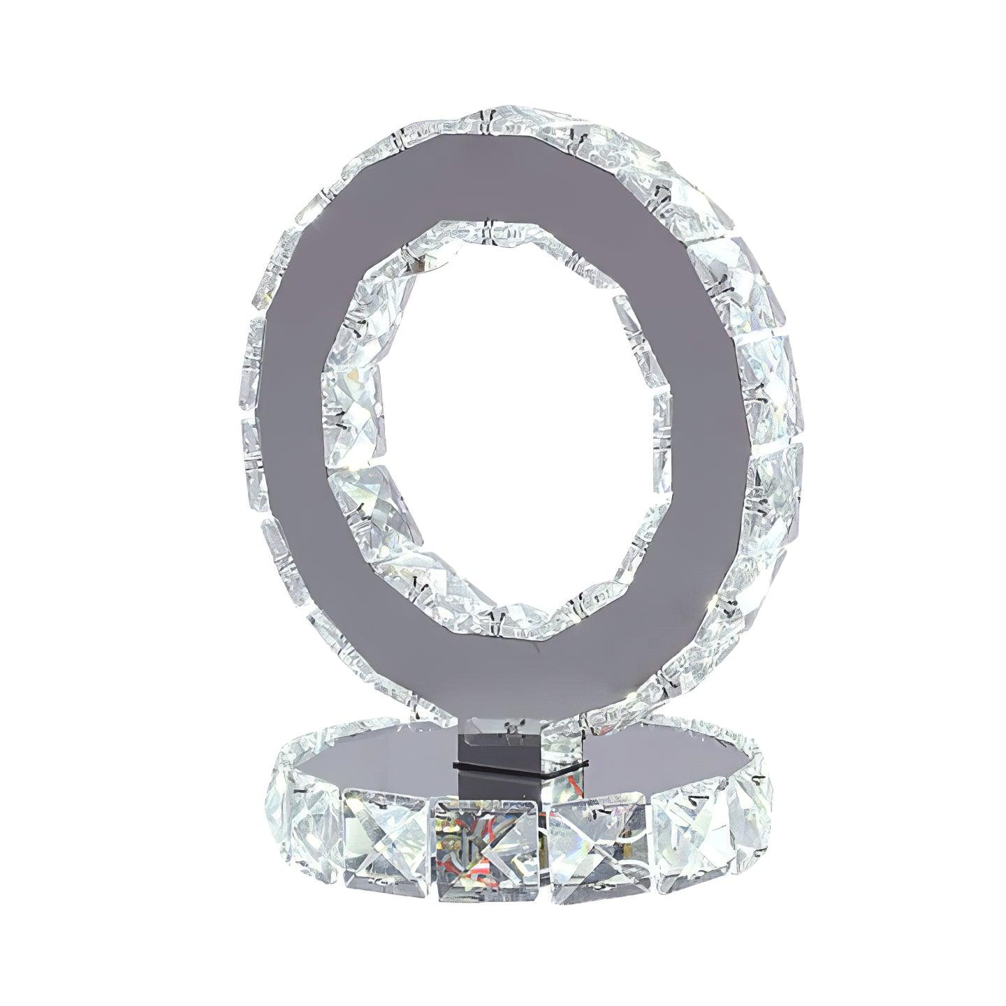 Modern Crystal Rings Table Lamp LED Chrome Indoor Desk Lighting