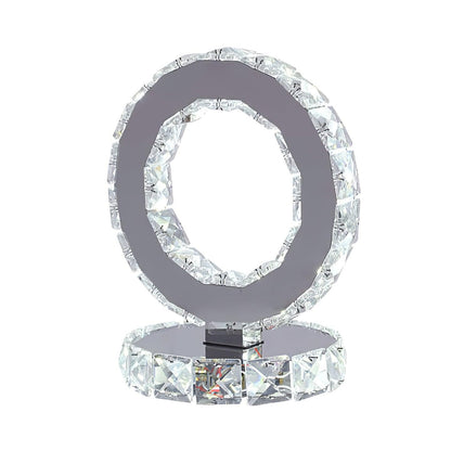 Modern Crystal Rings Table Lamp LED Chrome Indoor Desk Lighting