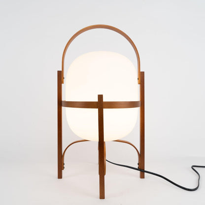 Modern Portable Lantern Glass Table Lamp White Shade LED Light