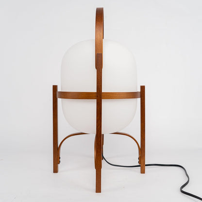 Modern Portable Lantern Glass Table Lamp White Shade LED Light