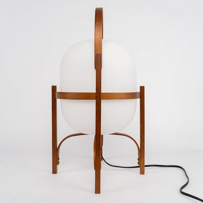 Modern Portable Lantern Glass Table Lamp White Shade LED Light