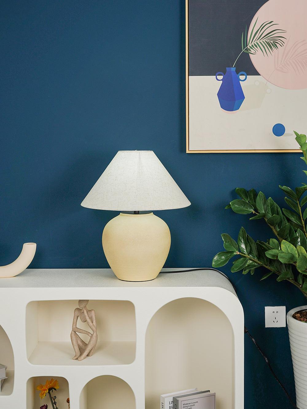 Decker Table Light with Ceramic Vase Base & Soft Pongee Shade for Elegant Home Décor Lamp