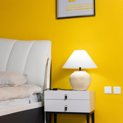 Decker Table Light with Ceramic Vase Base & Soft Pongee Shade for Elegant Home Décor Lamp