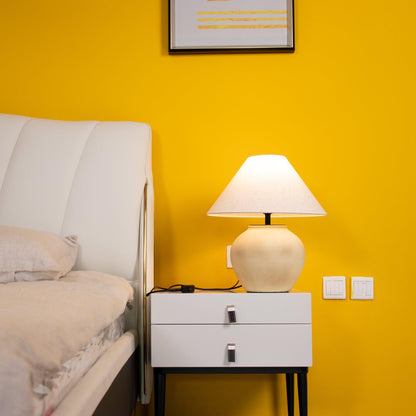 Decker Table Light with Ceramic Vase Base & Soft Pongee Shade for Elegant Home Décor Lamp