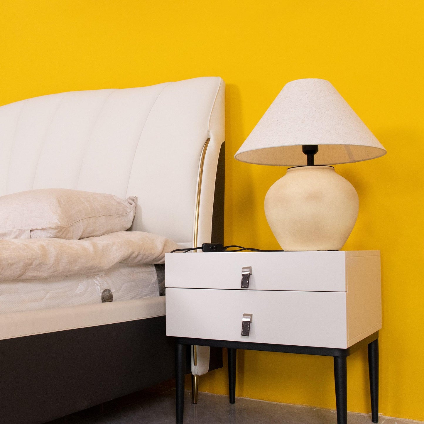 Decker Table Light with Ceramic Vase Base & Soft Pongee Shade for Elegant Home Décor Lamp