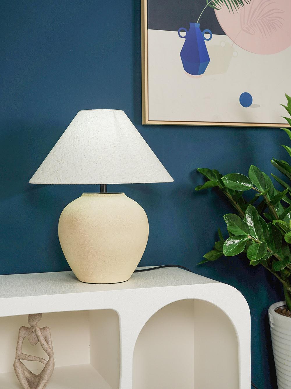 Decker Table Light with Ceramic Vase Base & Soft Pongee Shade for Elegant Home Décor Lamp