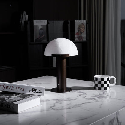 Luxury Alabaster Table Lamp – Natural Stone Lamp with Bronze Frame