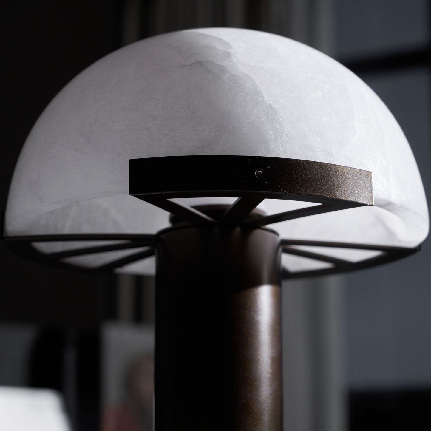 Luxury Alabaster Table Lamp – Natural Stone Lamp with Bronze Frame