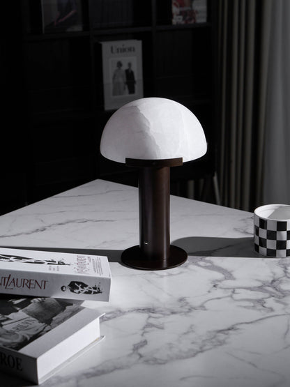 Luxury Alabaster Table Lamp – Natural Stone Lamp with Bronze Frame