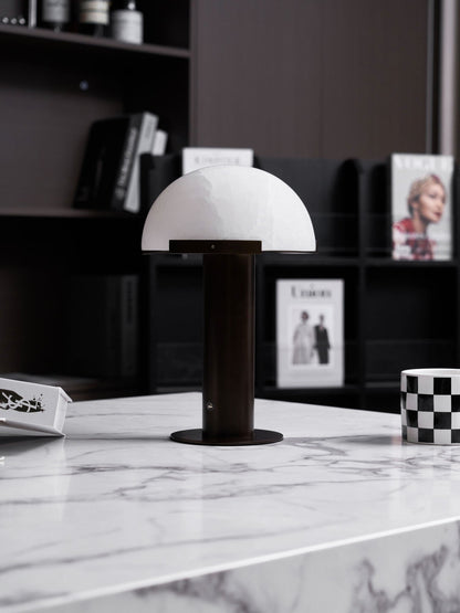 Luxury Alabaster Table Lamp – Natural Stone Lamp with Bronze Frame