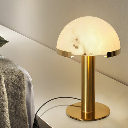 Luxury Alabaster Table Lamp – Natural Stone Lamp with Bronze Frame