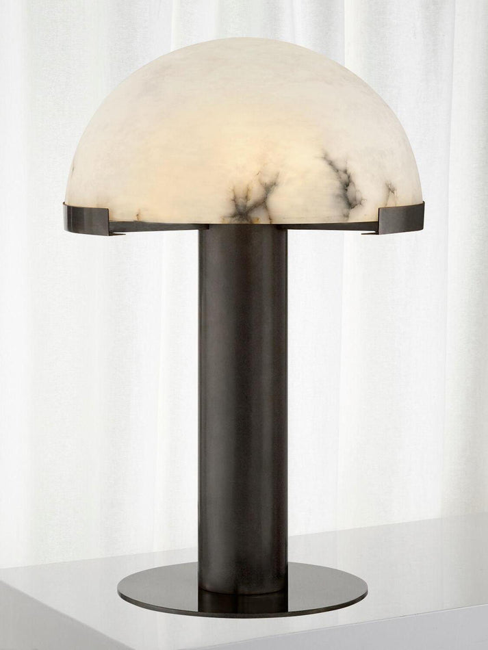 Luxury Alabaster Table Lamp – Natural Stone Lamp with Bronze Frame