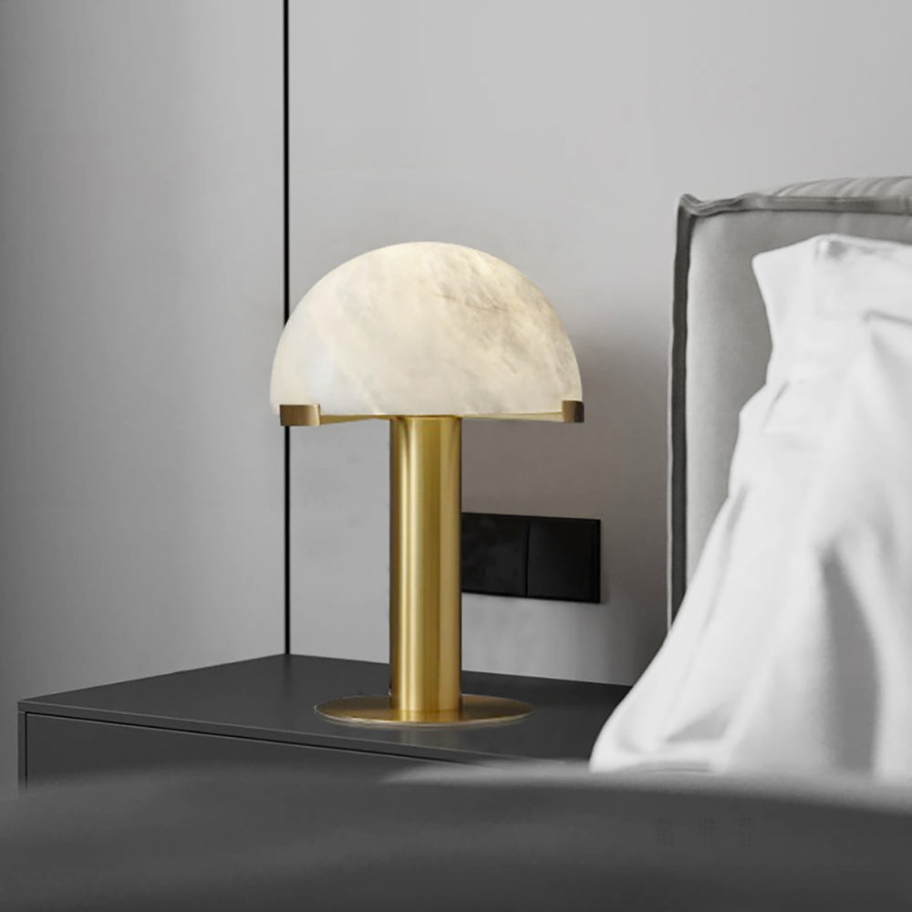 Luxury Alabaster Table Lamp – Natural Stone Lamp with Bronze Frame