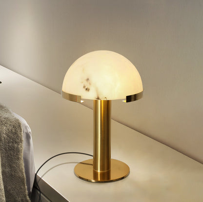 Luxury Alabaster Table Lamp – Natural Stone Lamp with Bronze Frame