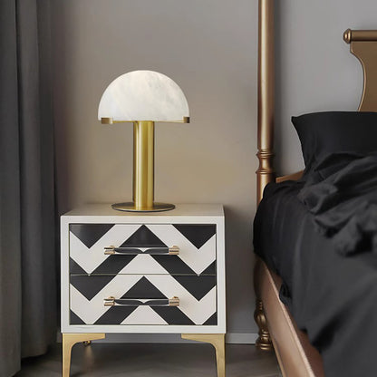 Luxury Alabaster Table Lamp – Natural Stone Lamp with Bronze Frame