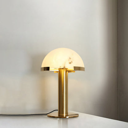 Luxury Alabaster Table Lamp – Natural Stone Lamp with Bronze Frame