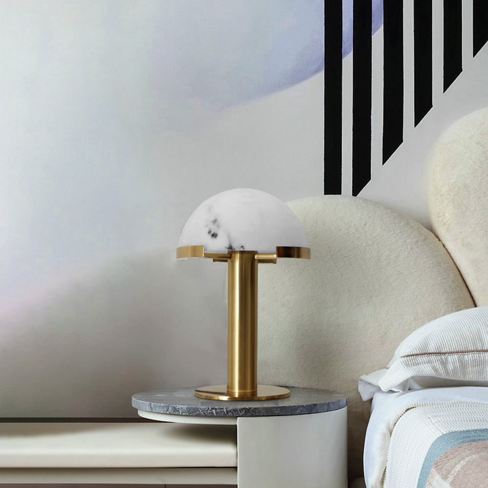 Luxury Alabaster Table Lamp – Natural Stone Lamp with Bronze Frame