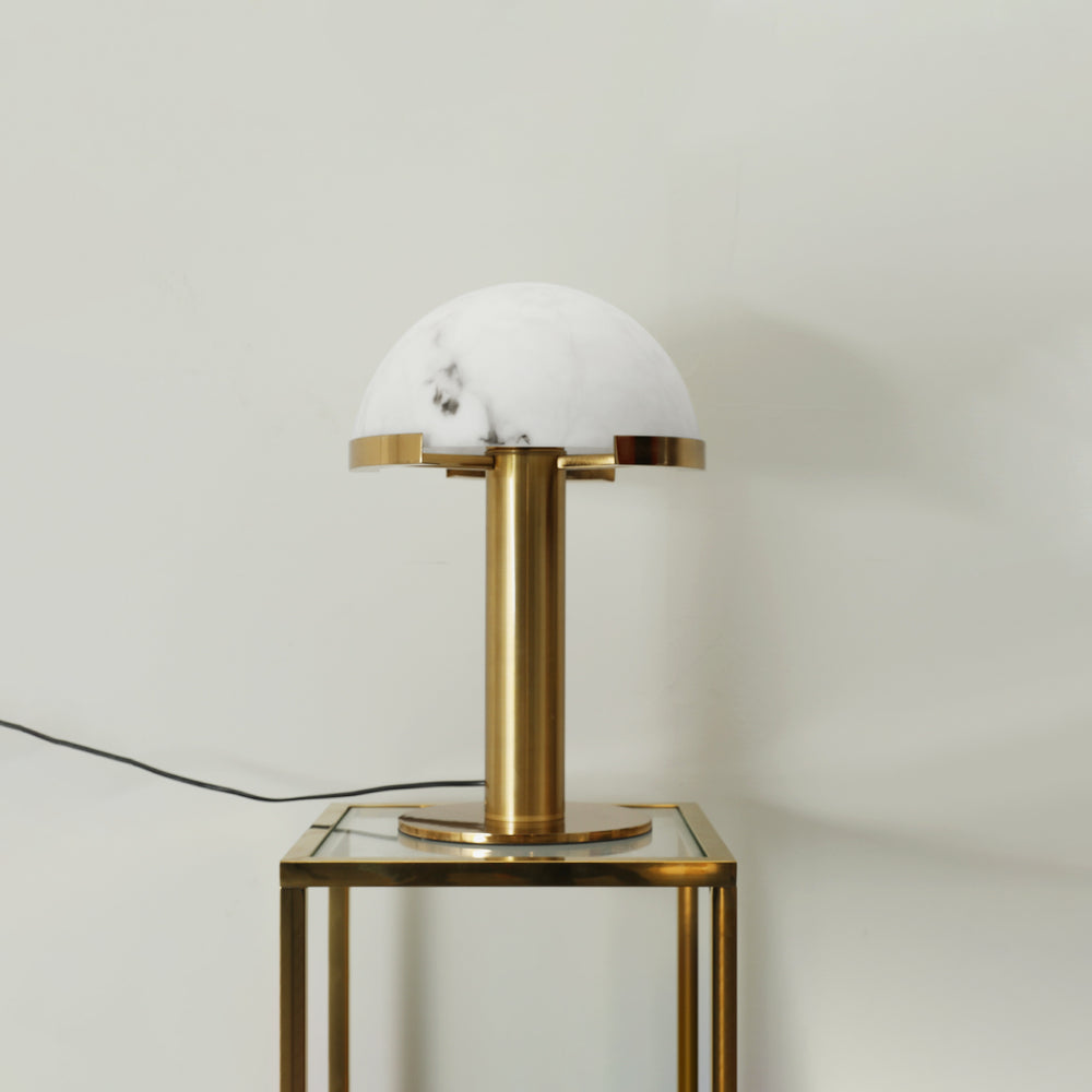 Luxury Alabaster Table Lamp – Natural Stone Lamp with Bronze Frame