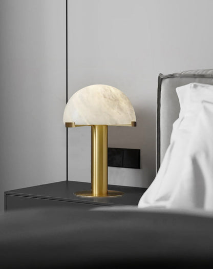 Luxury Alabaster Table Lamp – Natural Stone Lamp with Bronze Frame