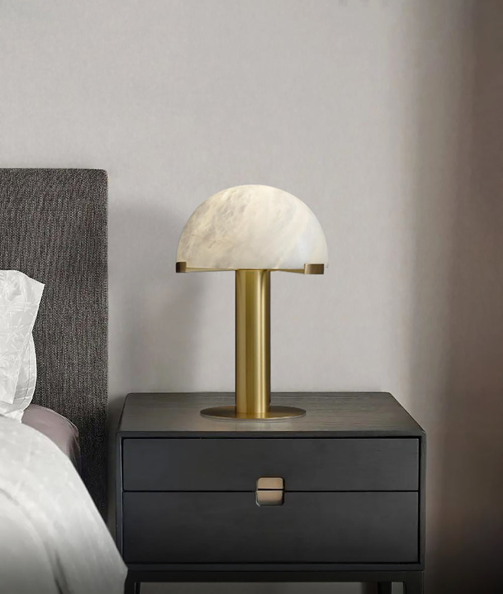 Luxury Alabaster Table Lamp – Natural Stone Lamp with Bronze Frame