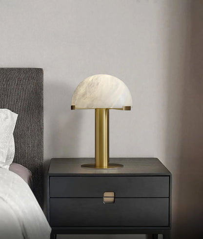 Luxury Alabaster Table Lamp – Natural Stone Lamp with Bronze Frame