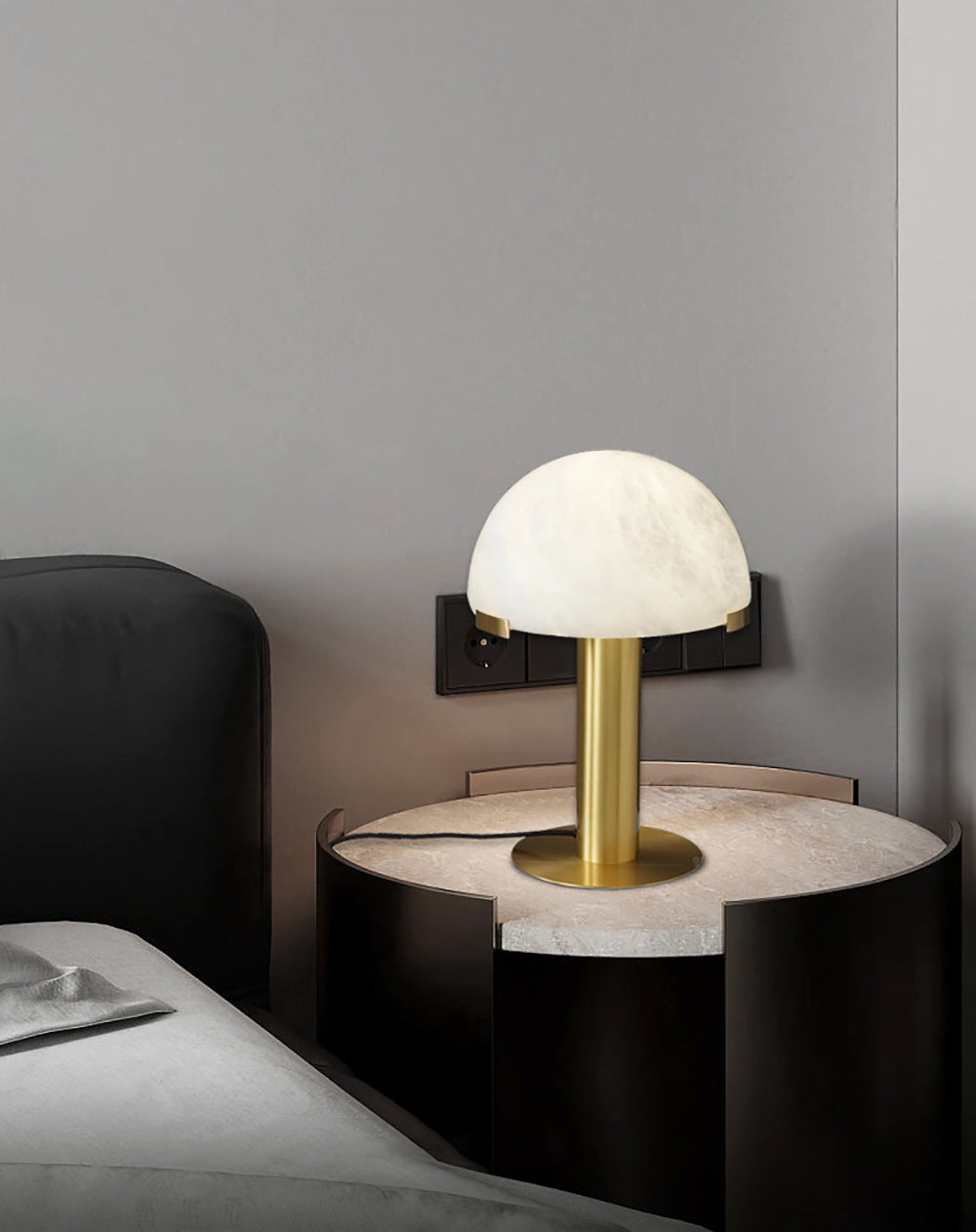 Luxury Alabaster Table Lamp – Natural Stone Lamp with Bronze Frame