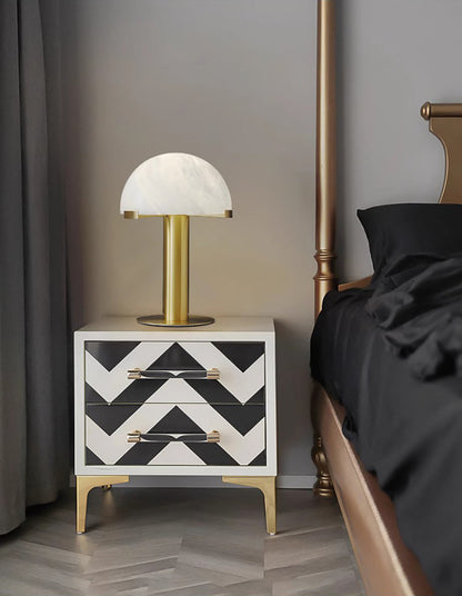 Luxury Alabaster Table Lamp – Natural Stone Lamp with Bronze Frame