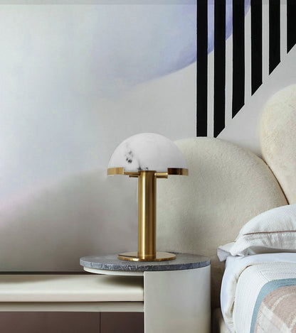Luxury Alabaster Table Lamp – Natural Stone Lamp with Bronze Frame