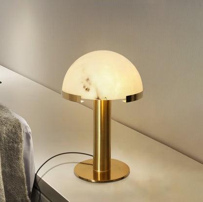 Luxury Alabaster Table Lamp – Natural Stone Lamp with Bronze Frame