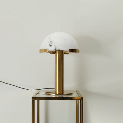 Luxury Alabaster Table Lamp – Natural Stone Lamp with Bronze Frame