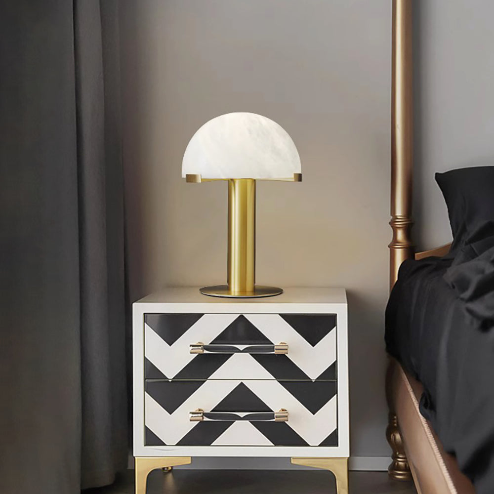Luxury Alabaster Table Lamp – Natural Stone Lamp with Bronze Frame