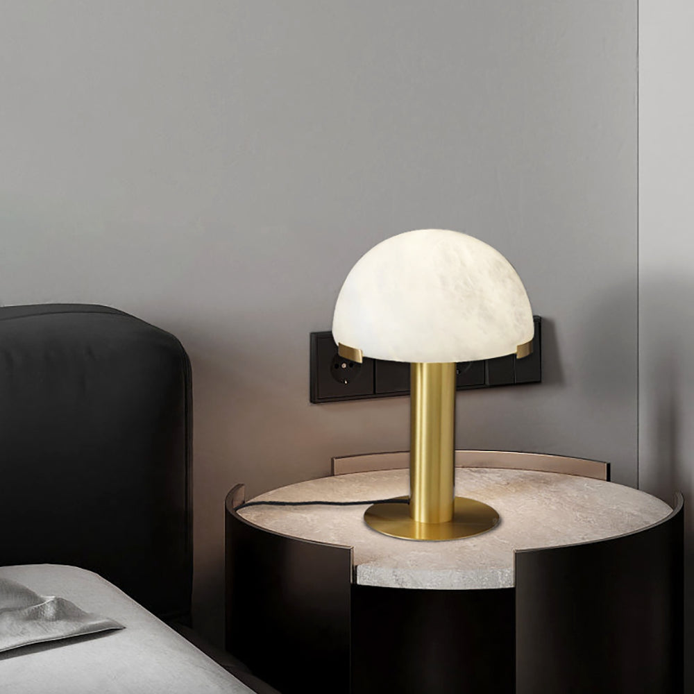 Luxury Alabaster Table Lamp – Natural Stone Lamp with Bronze Frame