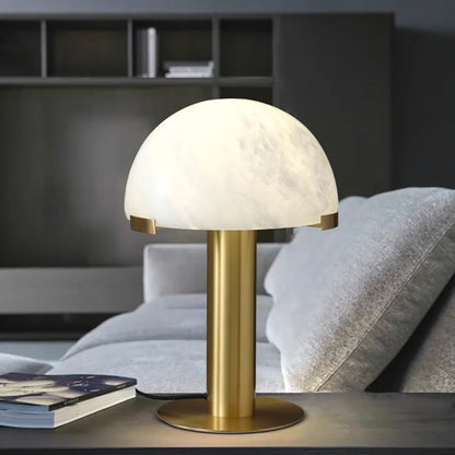 Luxury Alabaster Table Lamp – Natural Stone Lamp with Bronze Frame